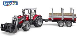 BRUDER - TRACTEUR MASSEY FERGUSON 7480 AVEC TRAILER